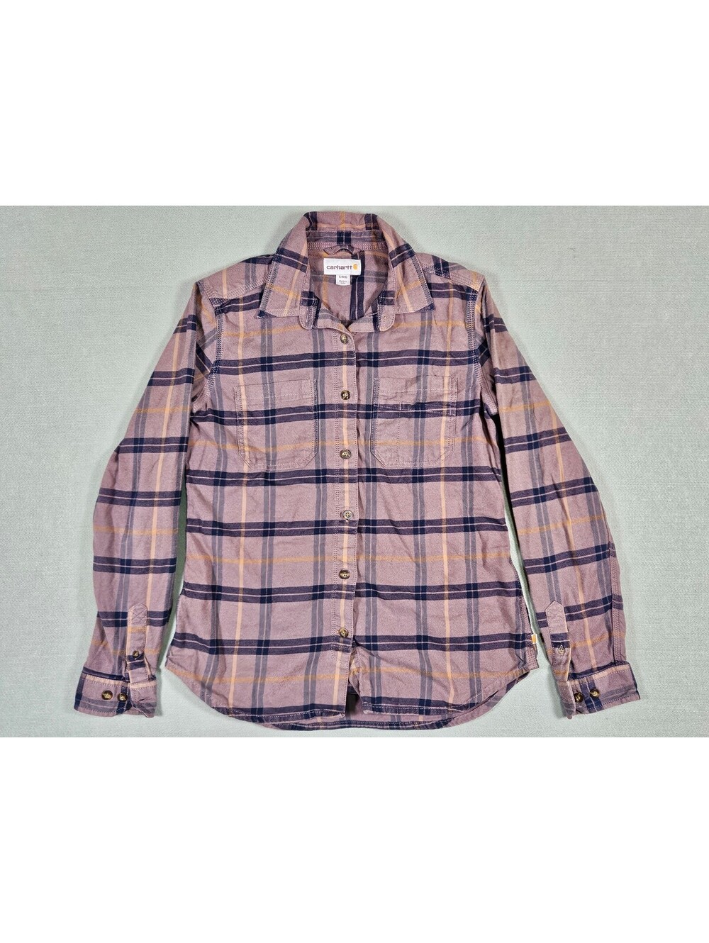 Carhartt Womens Purple Plaid Stretch Flannel Shirt S